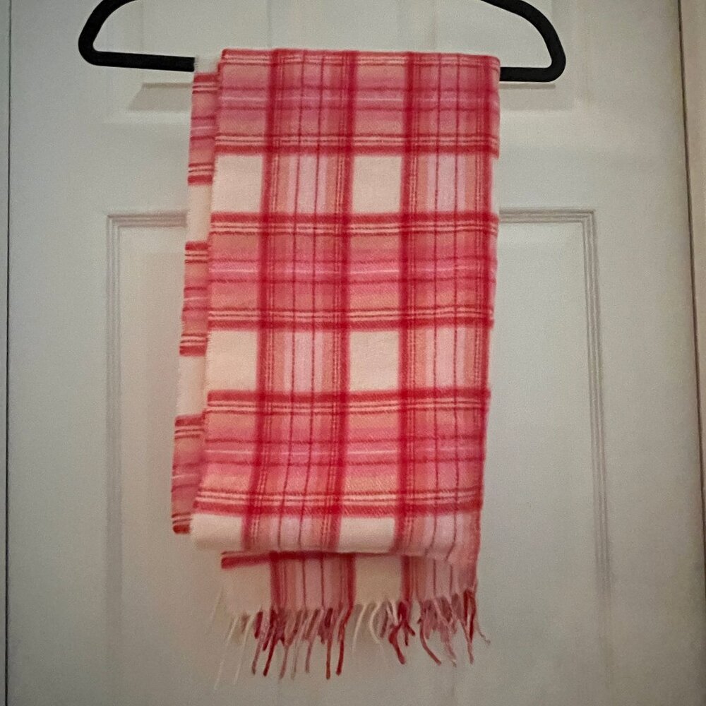 NWT J. Crew large winter scarf, wool blend, made in Italy, pink and cream